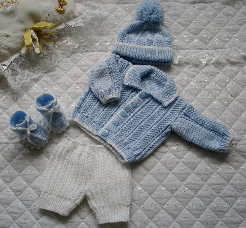 Baby Boys maglia modello Cardigan, 0-3 mesi, bambola Reborn 20-22, download digitale PDF immagine 2