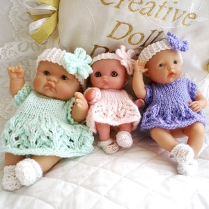 Berenguer Dolls 5-8 inch knitting pattern pram dress sets, pdf Digital Download image 4