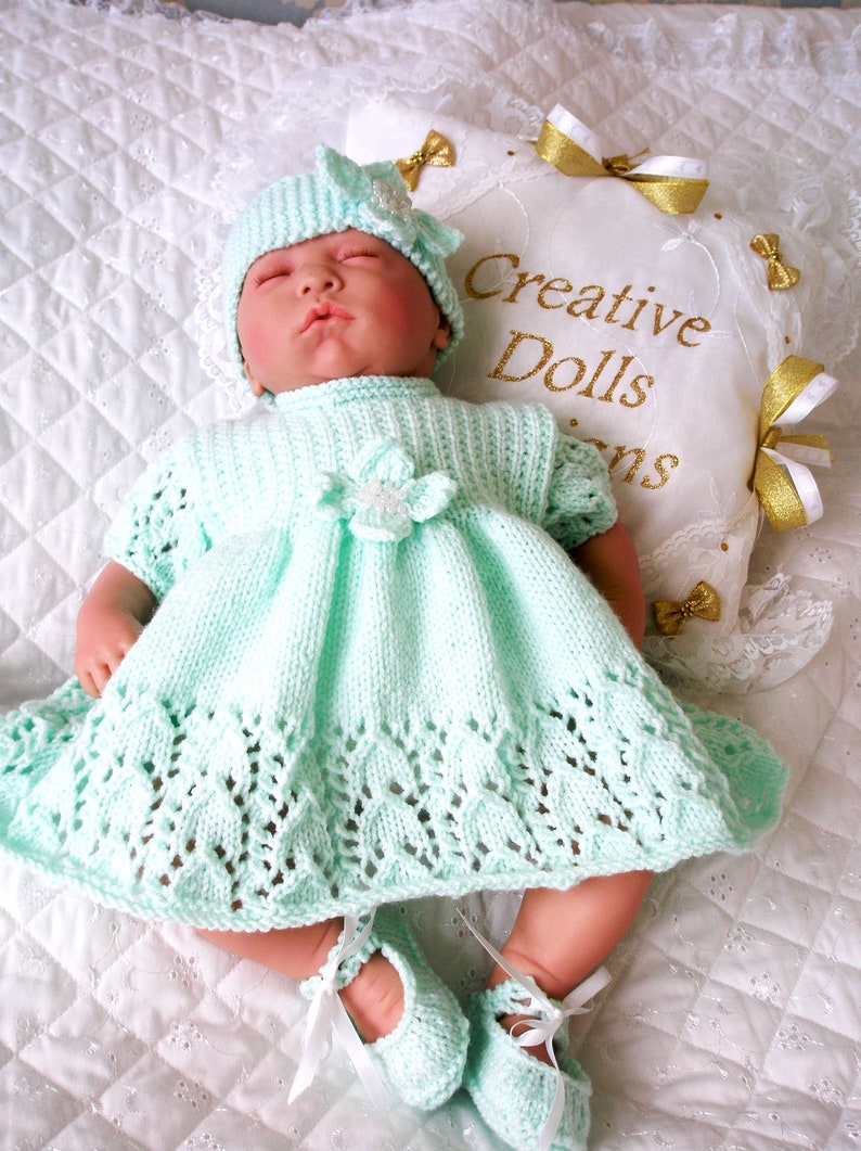 Baby Dolls Clothes Knitting Pattern Reborn Baby Girl Dress Etsy