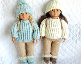 Knitting Pattern for 18 inch dolls, English pdf for Our Generation, American Girl or size similar dolls