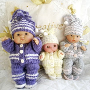 Berenguer Dolls 5-8 inch knitting pattern pram dress sets, pdf Digital Download image 2