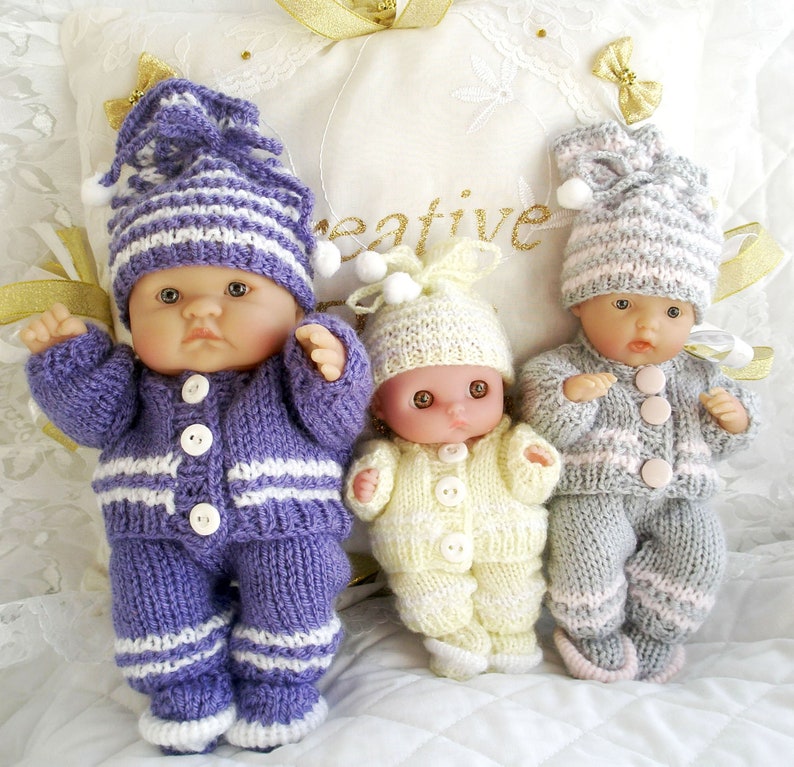 Berenguer Dolls 5-8 inch knitting pattern pram dress sets, pdf Digital Download image 2