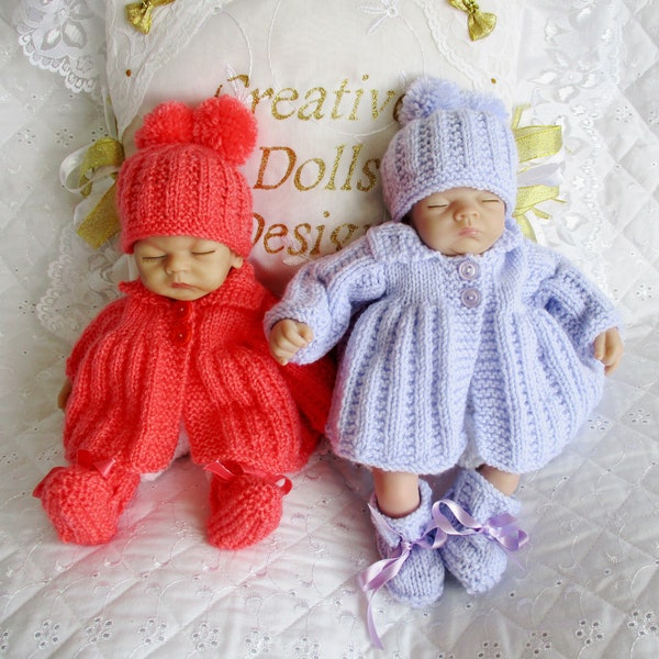 Easy Dolls Clothes knitting Pattern matinee jacket set, 10 inch doll PDF, Ashton Drake dolls, Digital Download