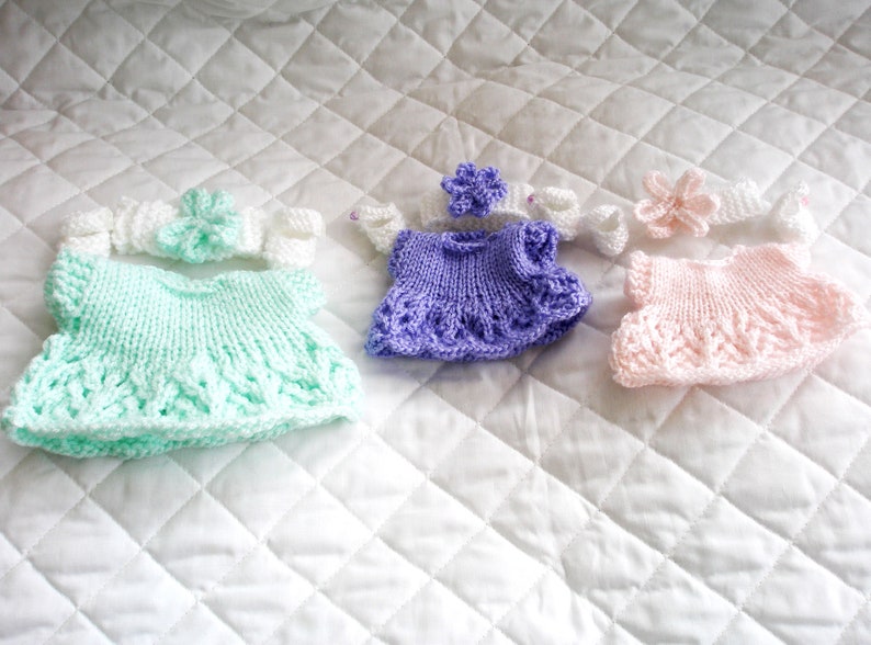 Berenguer Dolls 5-8 inch knitting pattern pram dress sets, pdf Digital Download image 7