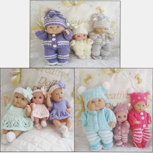 Berenguer Dolls 5-8 inch knitting pattern pram dress sets, pdf Digital Download image 1