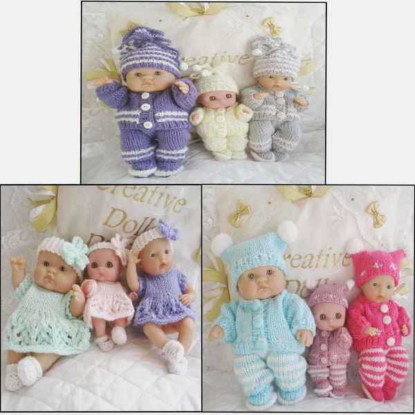 Berenguer Dolls 5-8 inch knitting pattern pram dress sets, pdf Digital Download