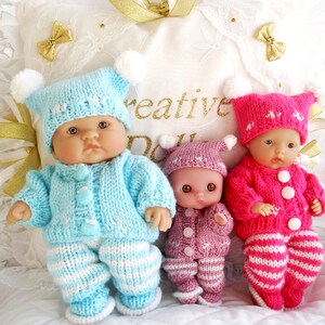 Berenguer Dolls 5-8 inch knitting pattern pram dress sets, pdf Digital Download image 3