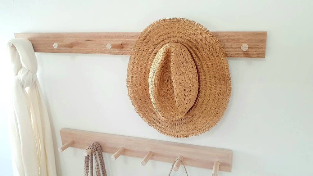 Chunky Dowel Tasmanian Oak Peg Rail Wooden Coat Rack Timber Etsy