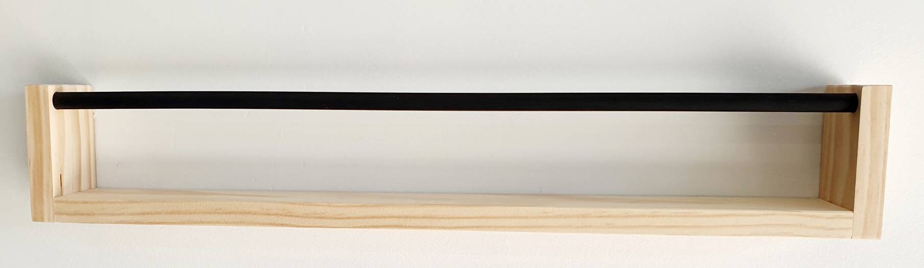 Kids Bookshelf With Black Dowel Wood Nursery Shelf Floating Etsy