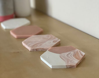 Modern Handmade Polymer Clay Coasters (Set of 4)