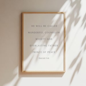 For to us a Child is born, Isaiah 9:6, Bible Verse Wall Art, Scripture Art Print, Christian Wall Decor, Large Size Minimal Christian Art