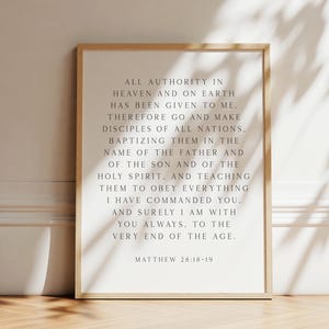 Go and Make Disciples of All Nations, Matthew 28:18-19, Bible Verse Wall Art, Scripture Art Print, Christian Art, Home Decor, Large Print
