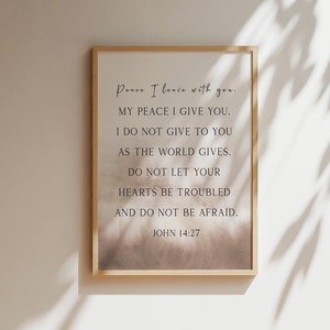 Peace I leave with you John 14:27, Landscape Bible Verse Wall Art, Christian Wall Art, Scripture Print, Christian Artworks Wall Decor