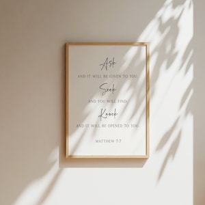 Ask Seek Knock - Matthew 7:7, Bible Verse Wall Art, Christian Wall Art, Scripture Art Print, Christian Artworks, Gift