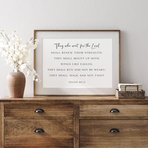 Wait for the Lord - Isaiah 40:31, Bible Verse Wall Art, Christian Wall Art, Scripture Art Print, Christian Artworks, Gift