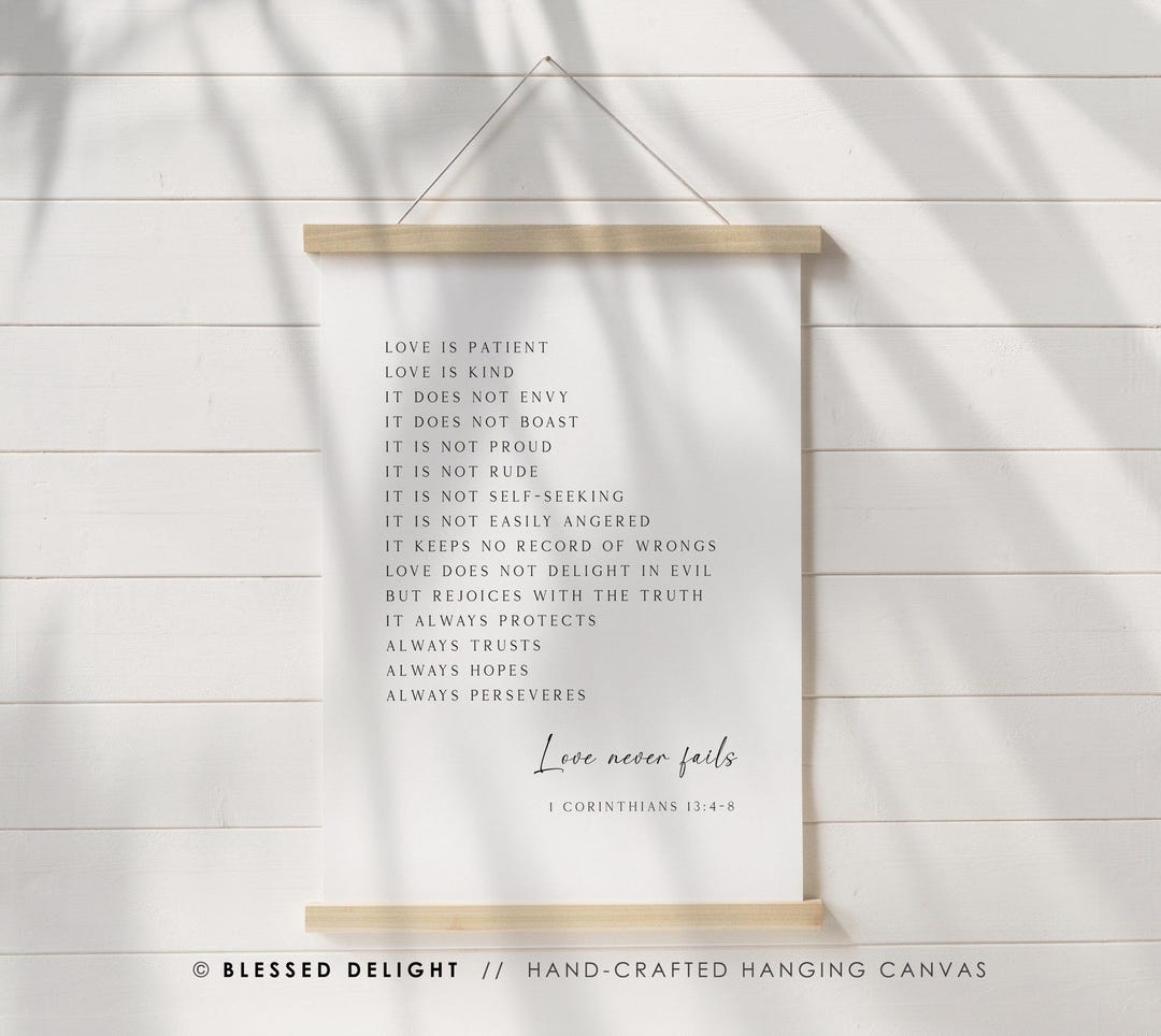 Love - 1 Corinthians 13:4-8 Christian Gift Hanging Canvas Wall Art ...