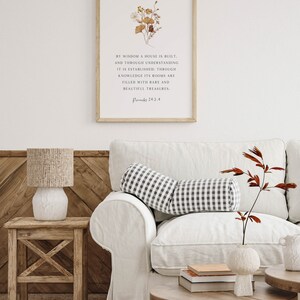 By Wisdom a House is Built - Proverbs 24:3-4, Christian Wall Art, Bible Verse Wall Art, Scripture Wall Art, Large Size Art Print, Wall Decor Bild 4