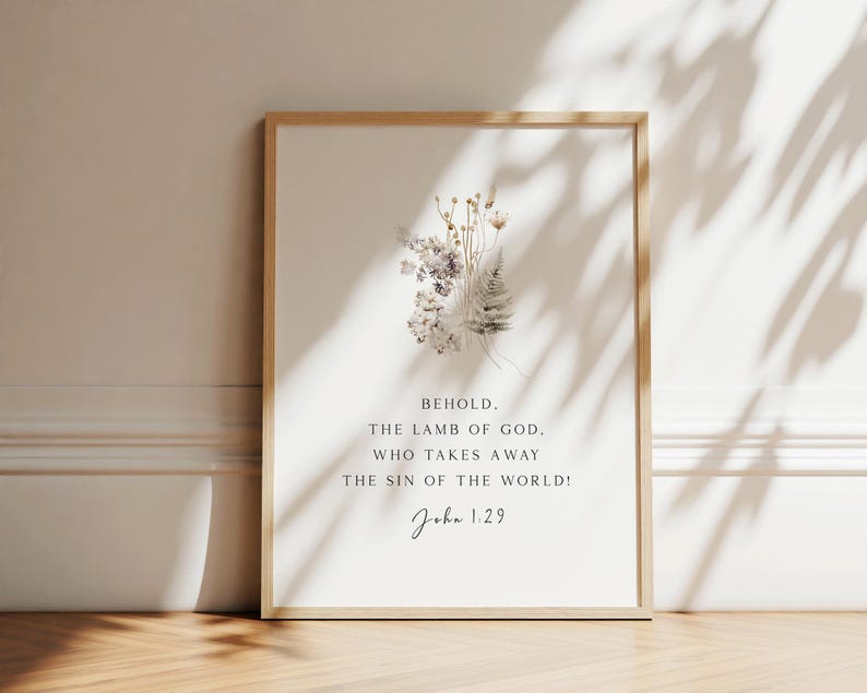 Behold Text Behold the Lamb of God John 1:29, Christian Art Print, Bible Verse Wall ...