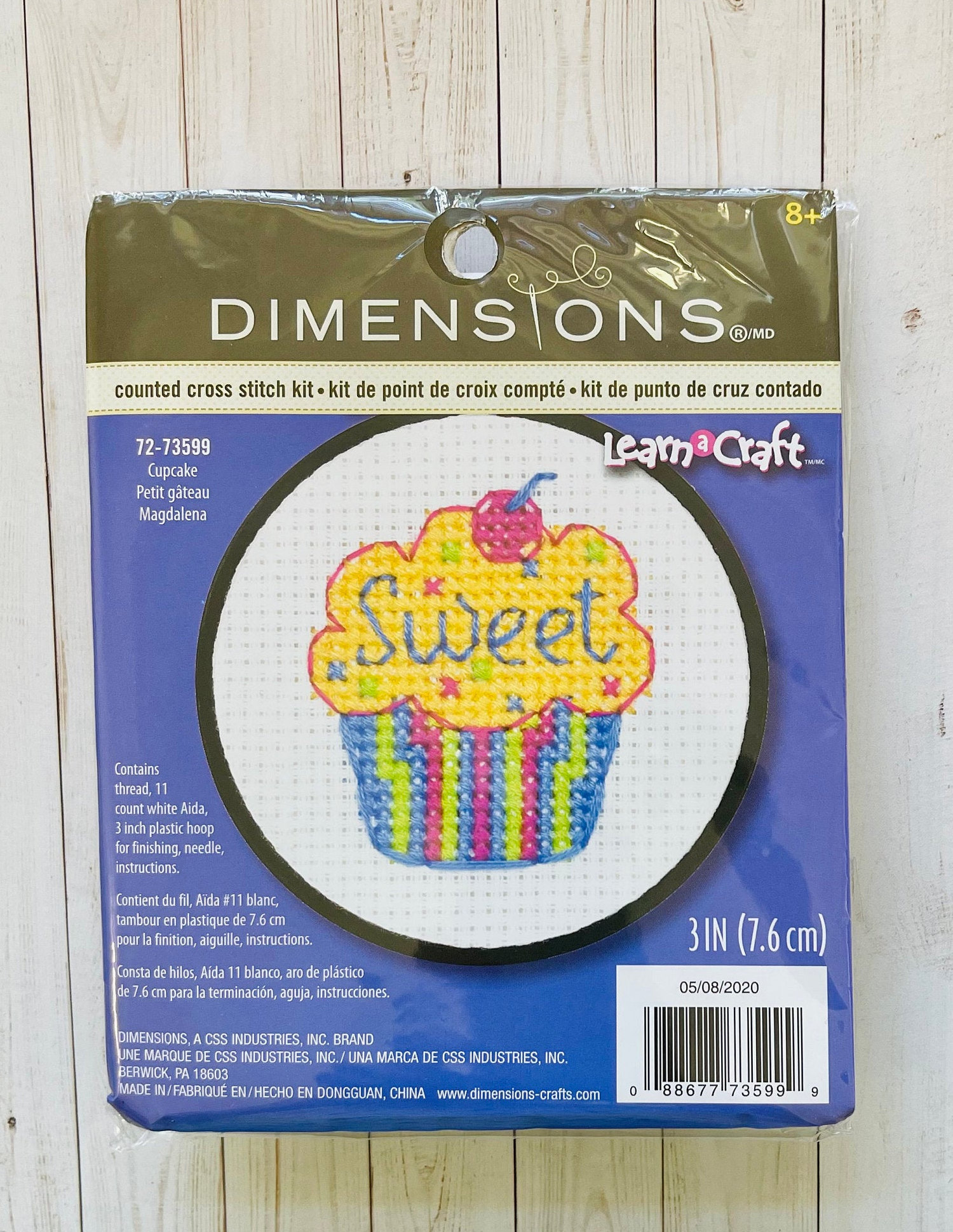 Learn-A-Craft Kreuzstich-Set „Cute Kitty“ – Rund, 7,6 Cm, Inkl. Garn, Nadel, Stoff & Anleitung