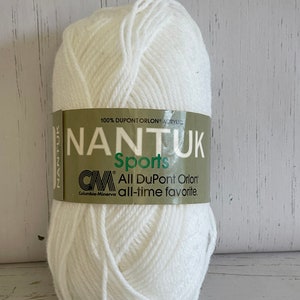 Free Shipping Available ~ Vintage ~ NANTUK SPORTS YARN ~ White