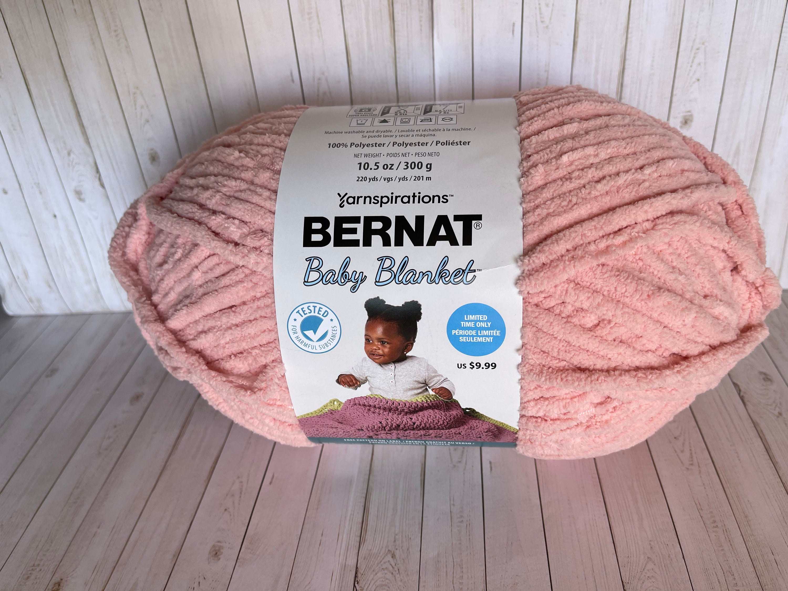 Tan Pink BERNAT BABY BLANKET Yarn, 10.5oz/300g, 220 Yards/201m, Super Bulky  6 