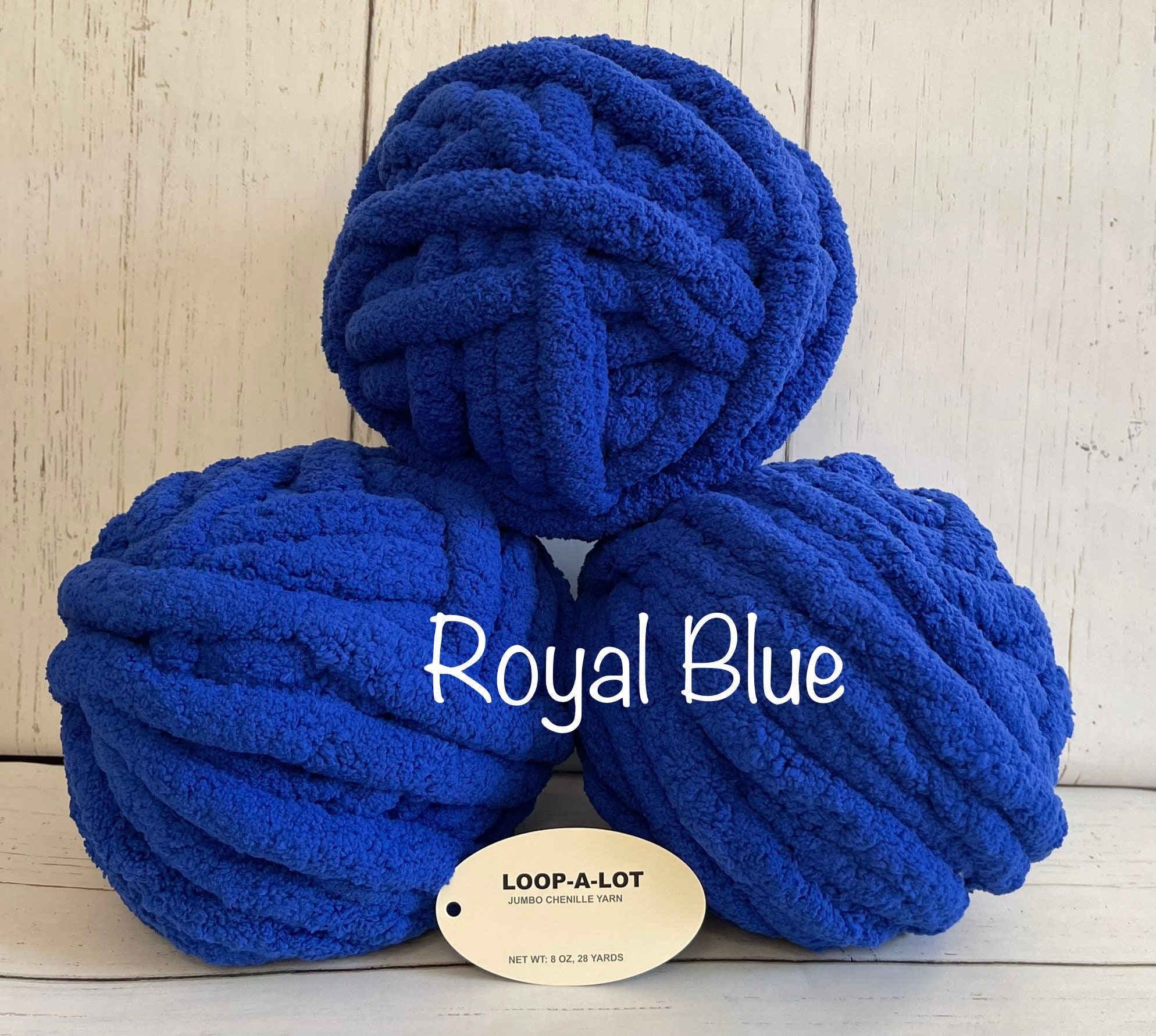 JUMBO Chenille Yarn, NEW COLOR Royal Blue Loop-a-lot 8oz/226.8g, 28y,  Polyester, Super Bulky 7 low Shipping Rates -  Singapore