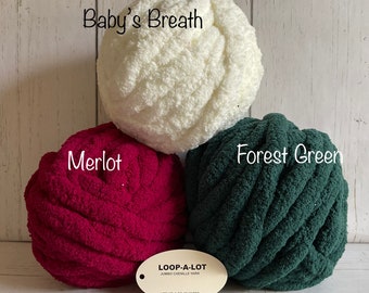 JUMBO Chenille Yarn, NEW COLORS ~ Loop-A-Lot ~ 8oz/226.8g, 28y, Polyester, Super Bulky 7 , Super High Quality, Luxurious Yarn