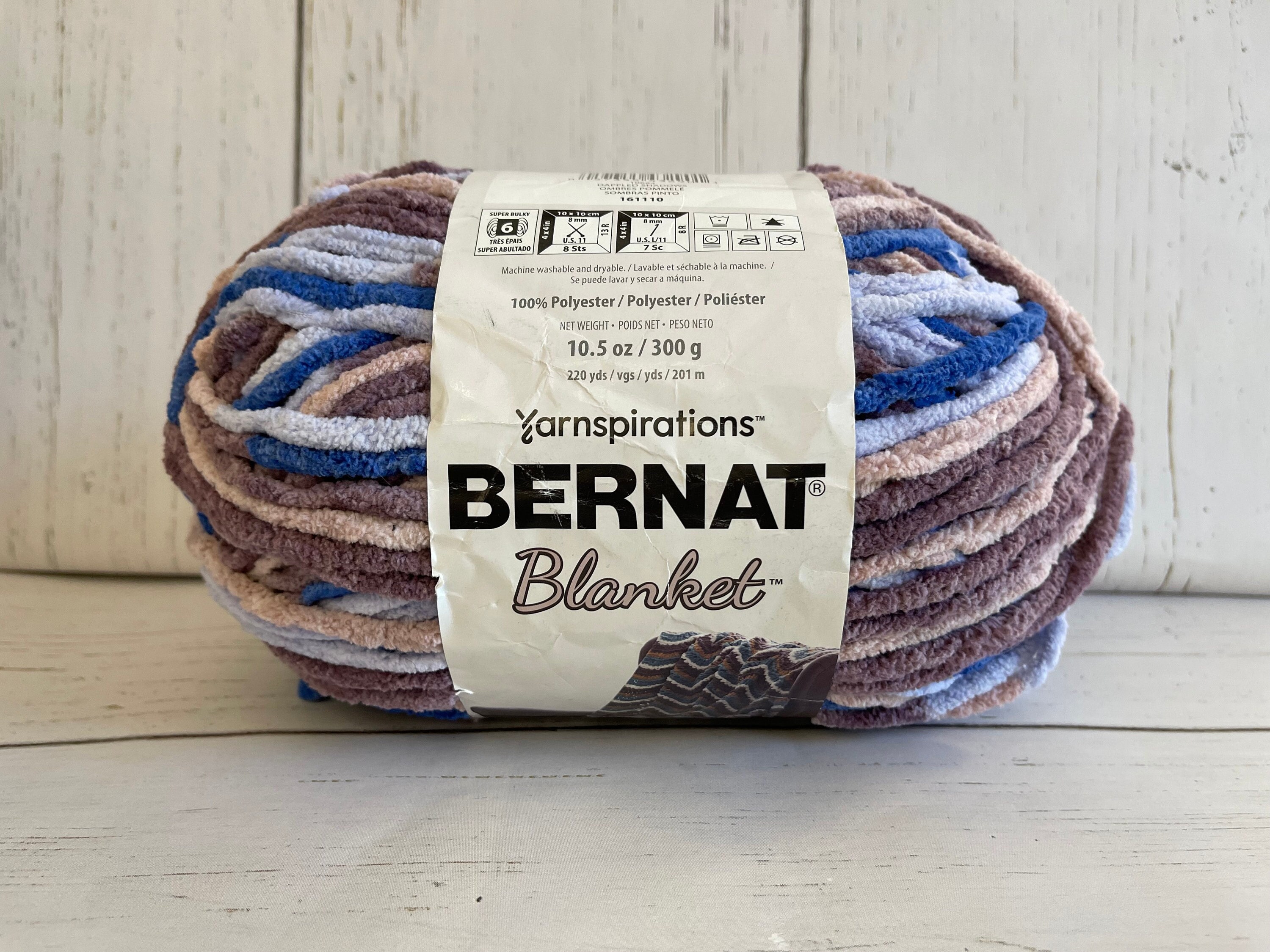 Bernat Blanket Yarn, Countryside (blue, white, gray), 220 Yards, 10.5 Oz.