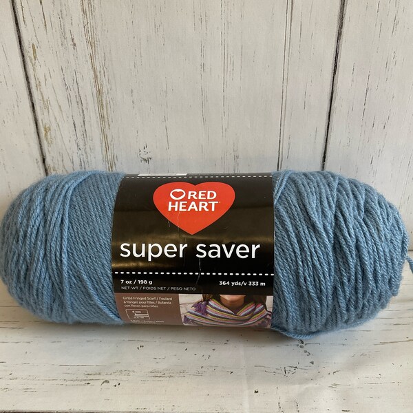 Country Blue Yarn ~ Red Heart Super Saver Yarn ~ 7oz/198g, 364 yds/333m size 4 Medium, crafts, crochet, knit Made in the USA