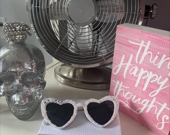 Customized Bride Heart Rhinestone Sunglasses, Bride To Be Sunglasses, Pearl Sunglasses Bride, Groom Bridal Sunglasses Wedding, Bridal Shower