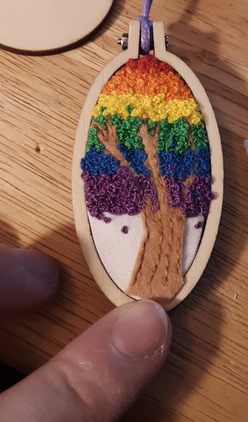 Rainbow tree pride pendant