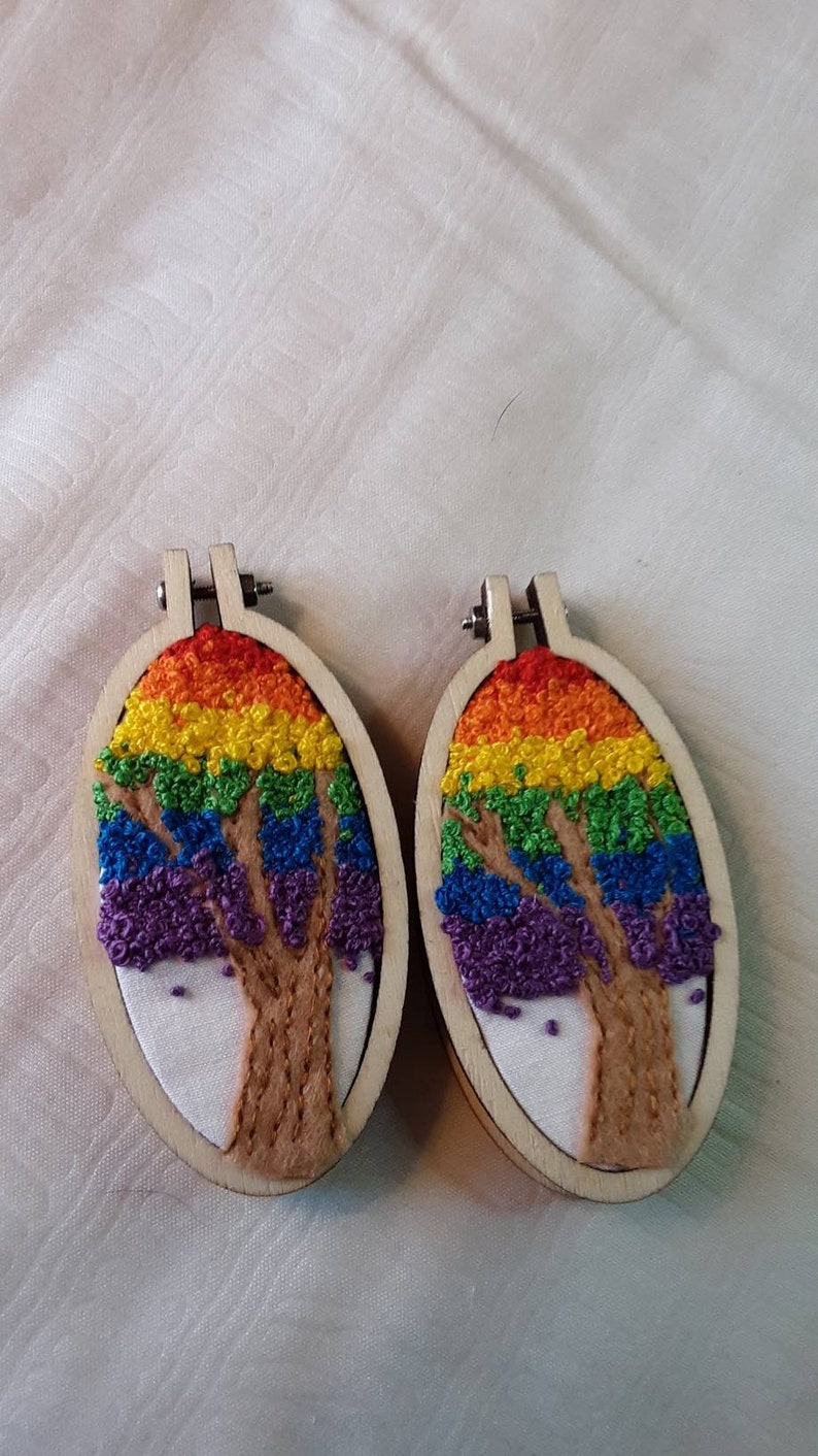 Rainbow tree pride pendant