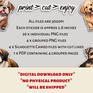 Cute Puppy PRINTABLE Sticker Sheets Print and Cut, PNG Sticker, 26 ...