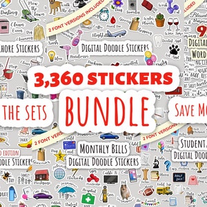 Everyday Life DIGITAL PLANNER Stickers bundle pack, PNG, GoodNotes, Notability, Noteshelf, Xodo, iPad OneNote,  functional, daily, doodles