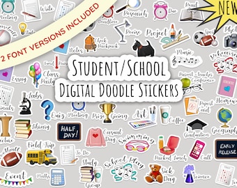 Student DIGITAL PLANNER Stickers | PNG | GoodNotes | Notability | Noteshelf | planner stickers | Study | Student | School