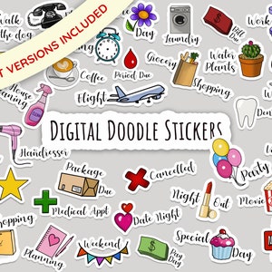 Everyday Life DIGITAL PLANNER Stickers bundle pack, PNG, GoodNotes, Notability, Noteshelf, Xodo, iPad OneNote, functional doodle