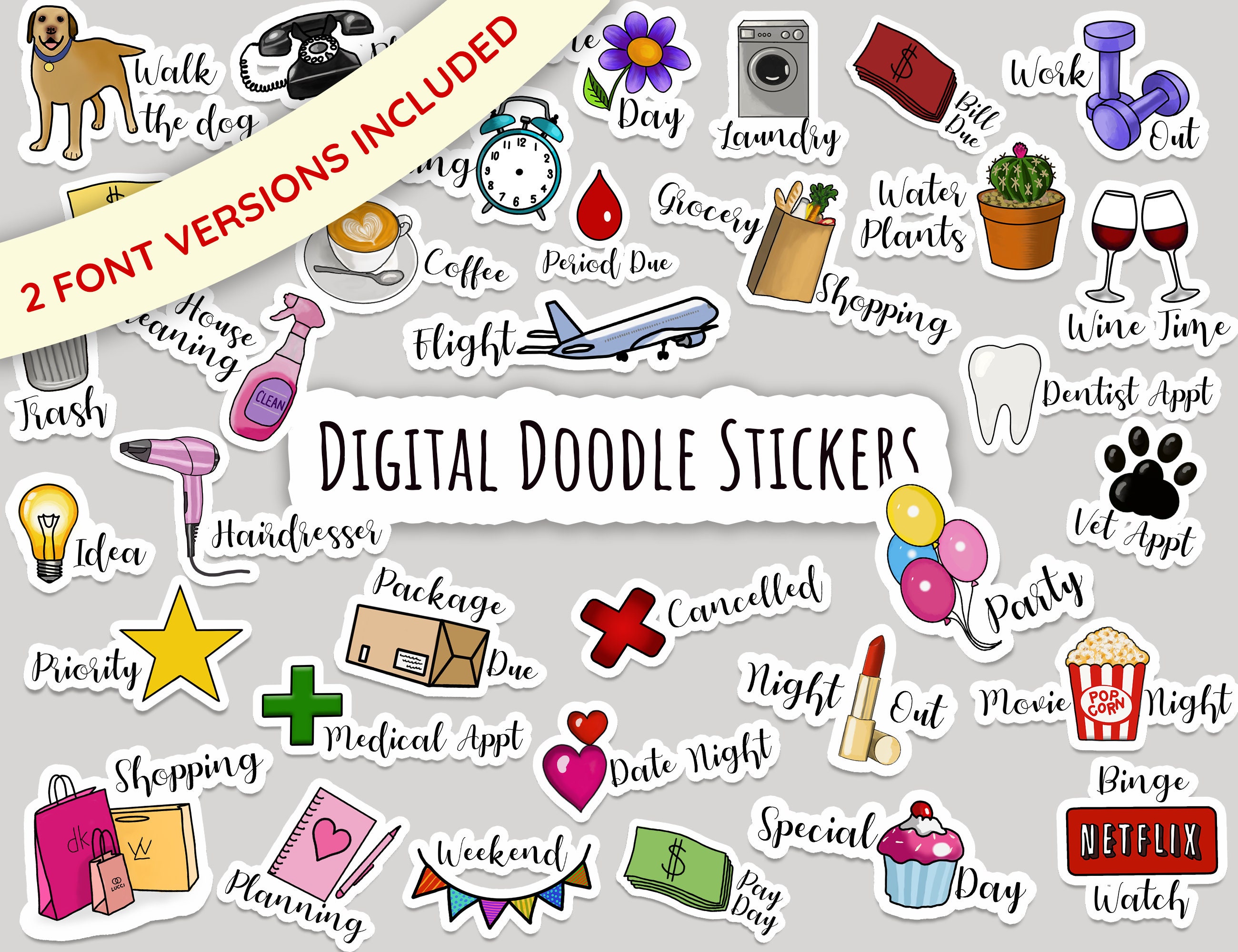 Mega Printable Sticker Bundle - Stickers Bundle - Small Business Stickers - Planner  Stickers - Cute Stickers - So Fontsy