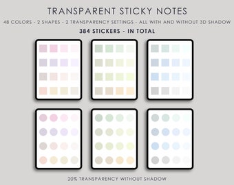 DIGITAL Sticky Notes Transparent Stickers bundle pack, PNG, GoodNotes, Notability, Noteshelf, Xodo, iPad OneNote, student, teacher