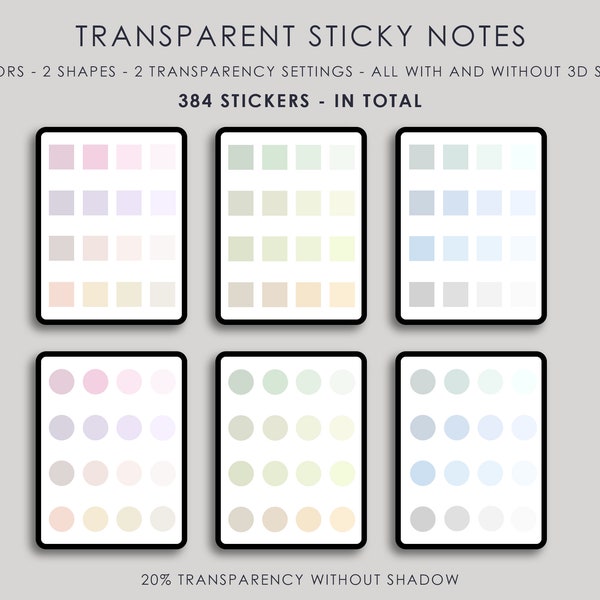 DIGITAL Sticky Notes Transparent Stickers bundle pack, PNG, GoodNotes, Notability, Noteshelf, Xodo, iPad OneNote, student, teacher