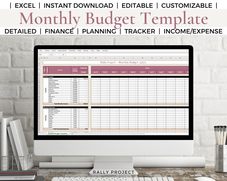 Monthly Budget Tracker | Budget Template | Expense Tracker | Budget ...