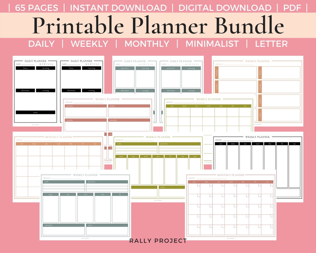 Editable Printable Daily Weekly Monthly Planner Fillable - Etsy Israel