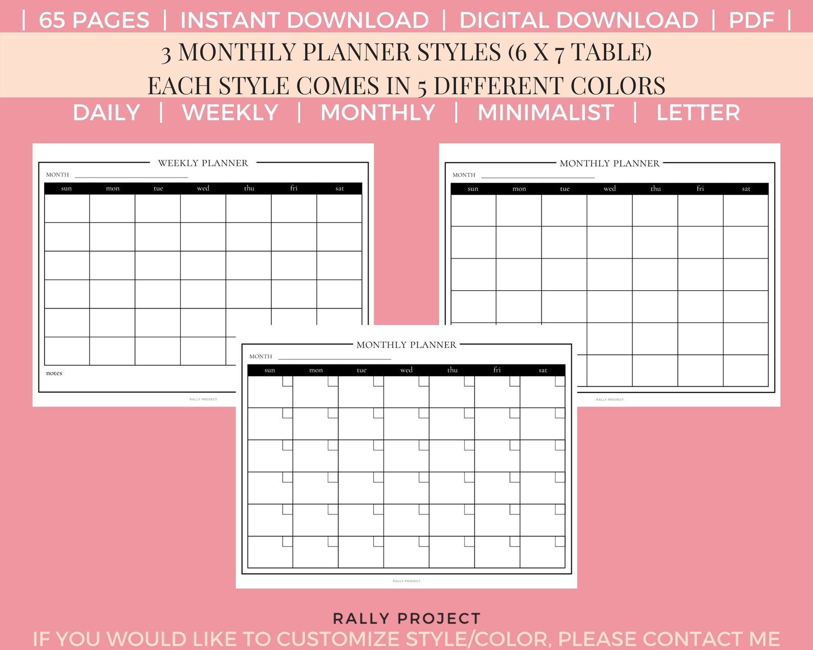 Editable Printable Daily Weekly Monthly Planner Fillable Planner Bundle ...