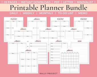 Planner Bundle | Daily Planner | Weekly Planner | Monthly Planner | To Do List | Planner | Digital Download | Printable Planner | Custom