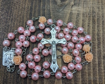 Pink Rose Rosary, Catholic Womens and Girls Confirmation Gifts