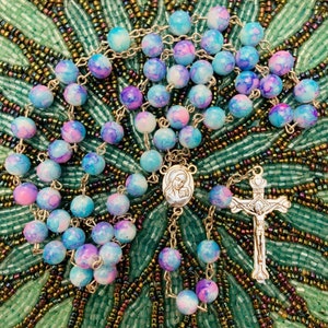 Beautiful Vibrant Pearl Rosary Beads, Catholic Womens and Girls Gifts