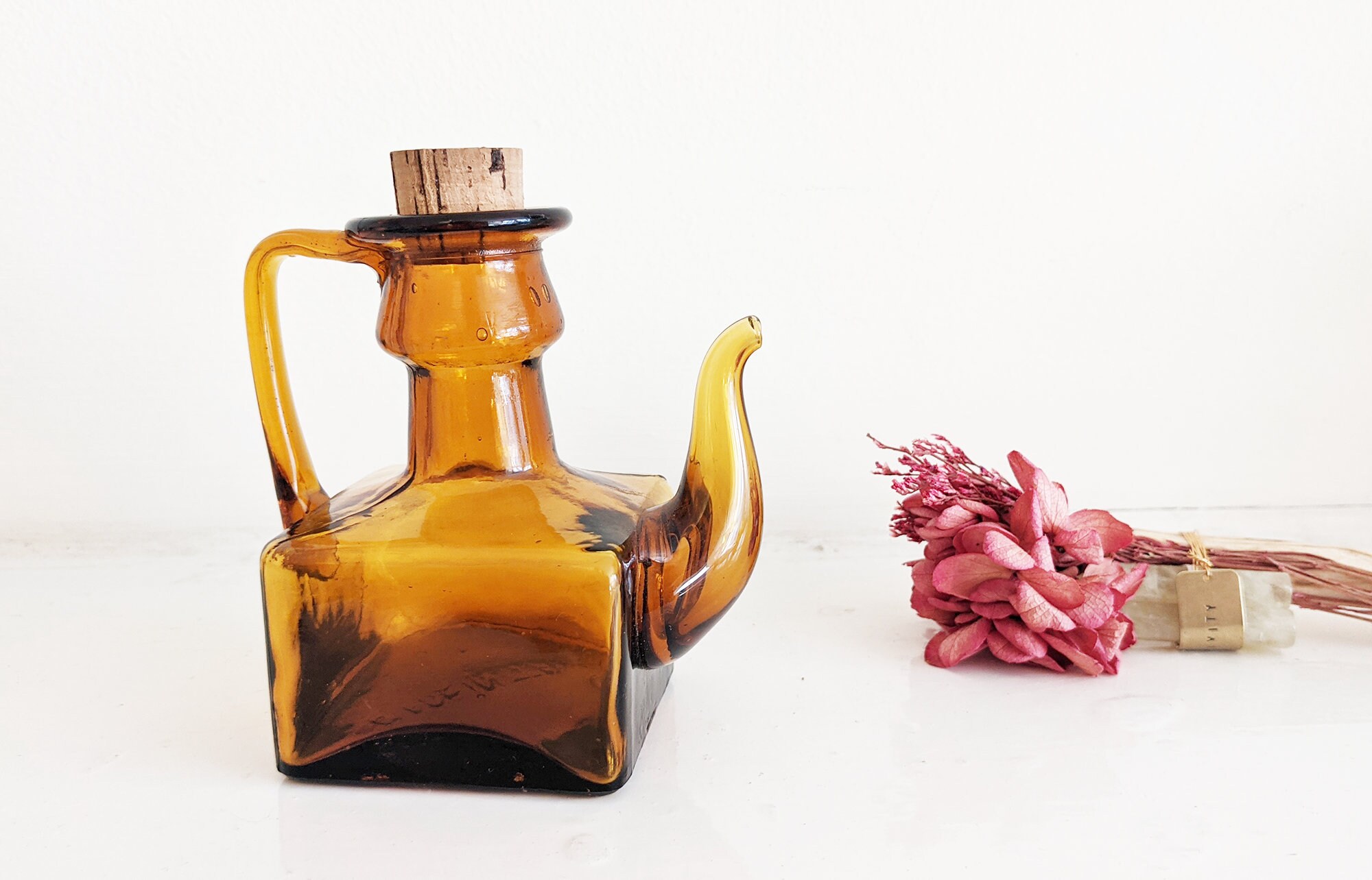 Vintage Amber Glass Oil Jug Vintage Vinegar Jug Retro Table Etsy Denmark