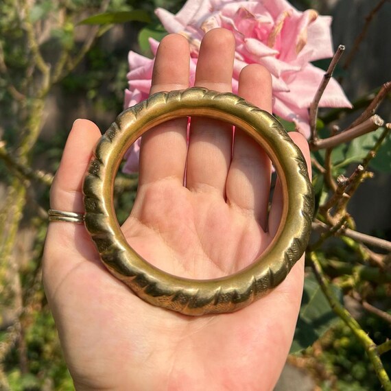 Vintage Solid Brass Textured Designed Chunky Heav… - image 4