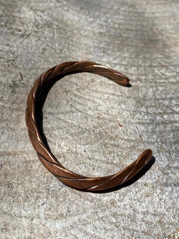Vintage Solid Twisted copper Native American sout… - image 3