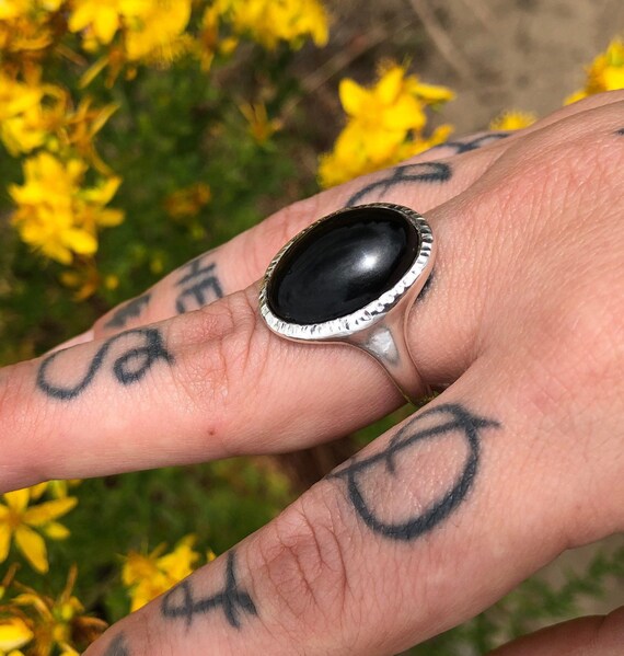 Vintage large onyx stone + sterling silver southw… - image 4