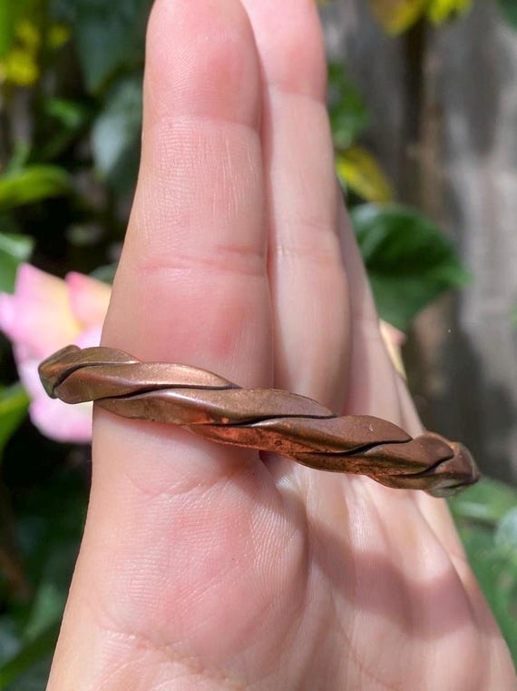 Vintage Solid Twisted copper Native American sout… - image 6